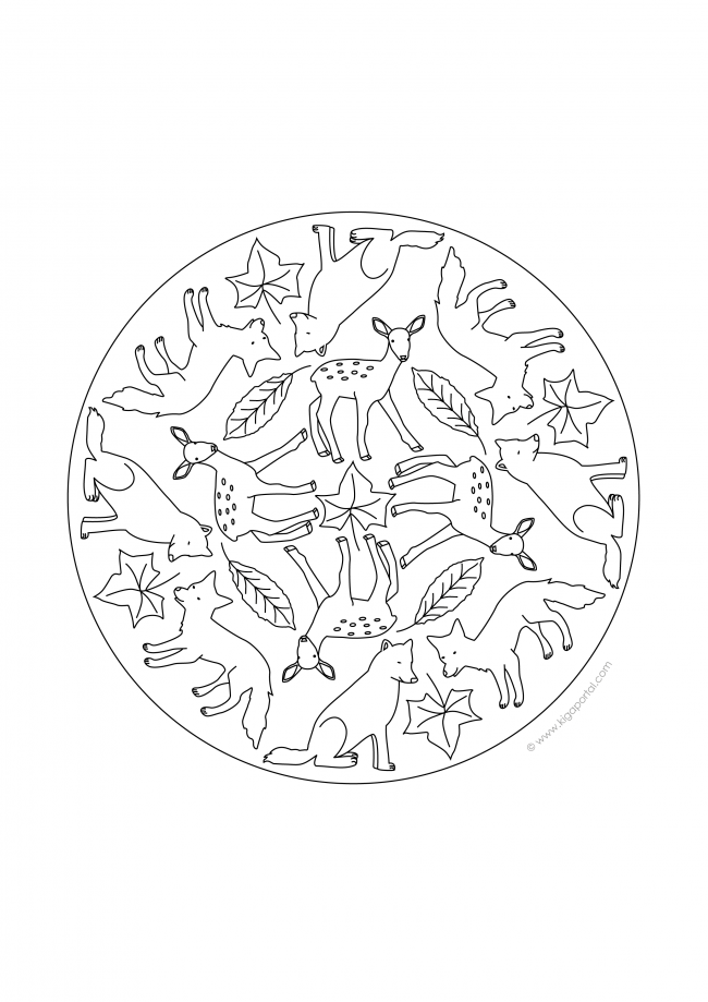Waldtiere-Mandala für Kindergarten, KiTa und Schule