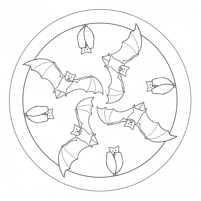 Bat Mandala for pre-K, kindergarten and elementary school