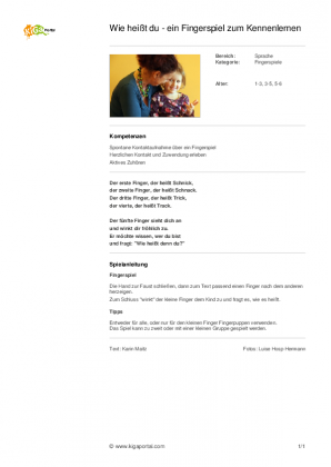 Kennenlernen fingerspiel